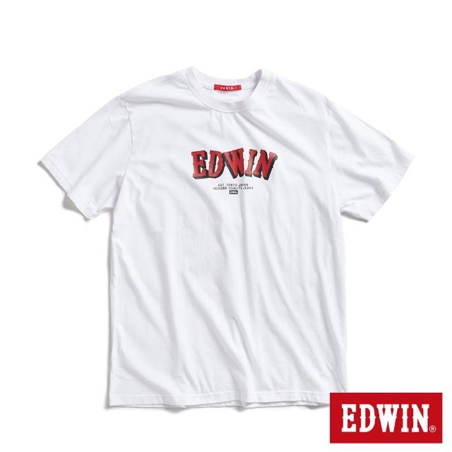 【EDWIN】男裝 網路獨家↘積木LOGO短袖T恤(白色)