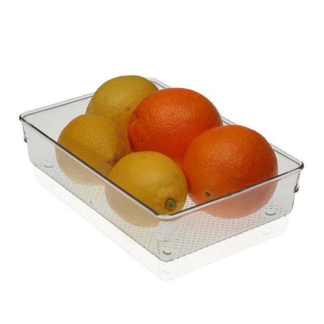【VERSA】粒紋寬版冰箱收納盒 長方23cm(冰箱收納盒 蔬果收納盒 分層分格)