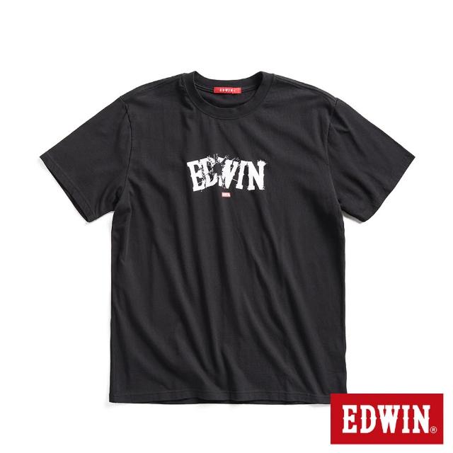 【EDWIN】男裝 網路獨家↘能量爆炸LOGO短袖T恤(黑色)