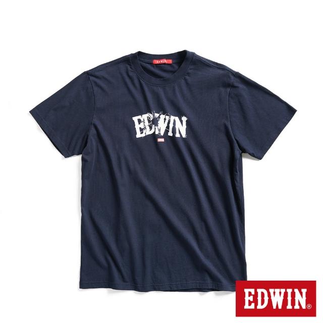 【EDWIN】男裝 網路獨家↘能量爆炸LOGO短袖T恤(丈青色)