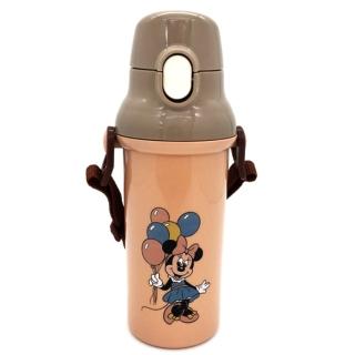 【小禮堂】Disney 迪士尼 米妮 兒童彈蓋直飲水壺 480ml Ag+ - 棕粉氣球款(平輸品)