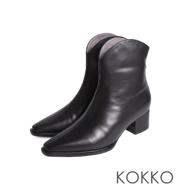 【KOKKO 集團】時尚潮人經典後拉鍊式西部短靴(黑色)