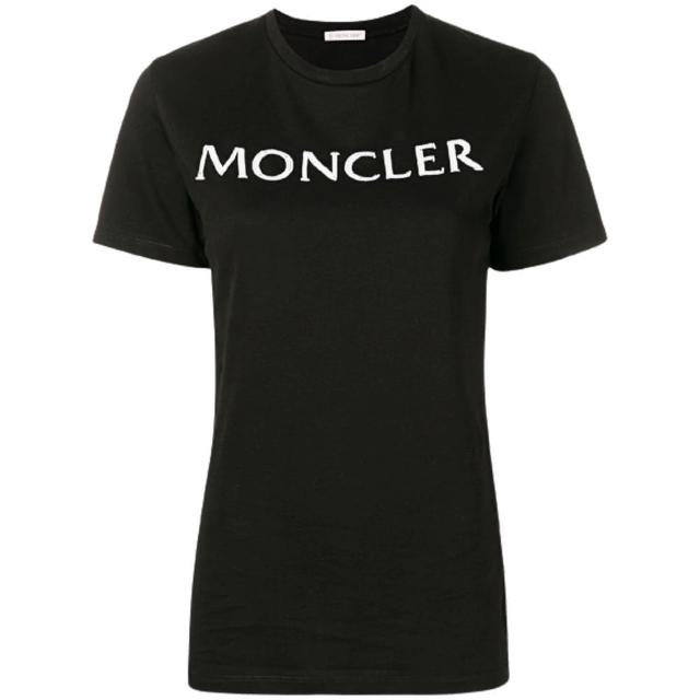 【MONCLER】女款 珠飾品牌英文字 短袖T恤-黑色(S號)