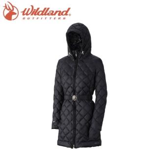 【Wildland 荒野】女 輕量四層700FP中長羽絨衣《黑》0A32101/連帽外套/羽絨外套/保暖外套/(悠遊山水)