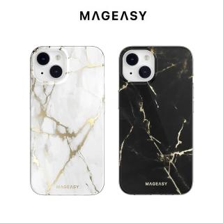 【MAGEASY】iPhone 14/13 6.1吋 MARBLE M 大理石紋磁吸防摔手機殼(雙層膜內裝飾 永不褪色 支援MagSafe)