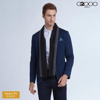 【G2000】時尚雙釦針織緹花附可拆圍巾西裝式外套-藍色(1811319276)