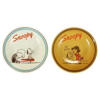 【日本山加yamaka】SNOOPY史努比 復古鑲邊系列 陶瓷餐碗兩件組 17cm 史努比(餐具雜貨)