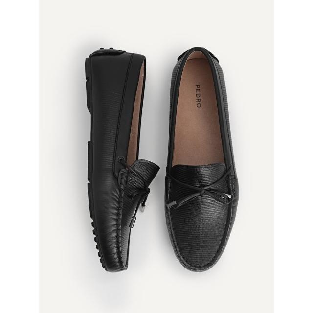 【PEDRO】壓紋真皮莫卡辛便鞋-黑色(小CK高端品牌 熱賣)