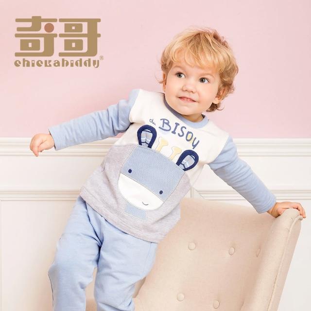 【奇哥官方旗艦】Chic a Bon 清新寶貝熊熊圖案長褲-藍(3-4歲)