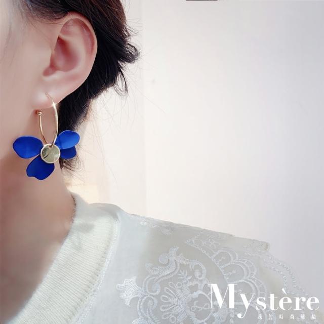 【my stere 我的時尚秘境】現貨-韓國輕奢時尚花朵垂墜造型耳環(22新款 花朵 垂墜 克萊因藍  氣質摩卡)