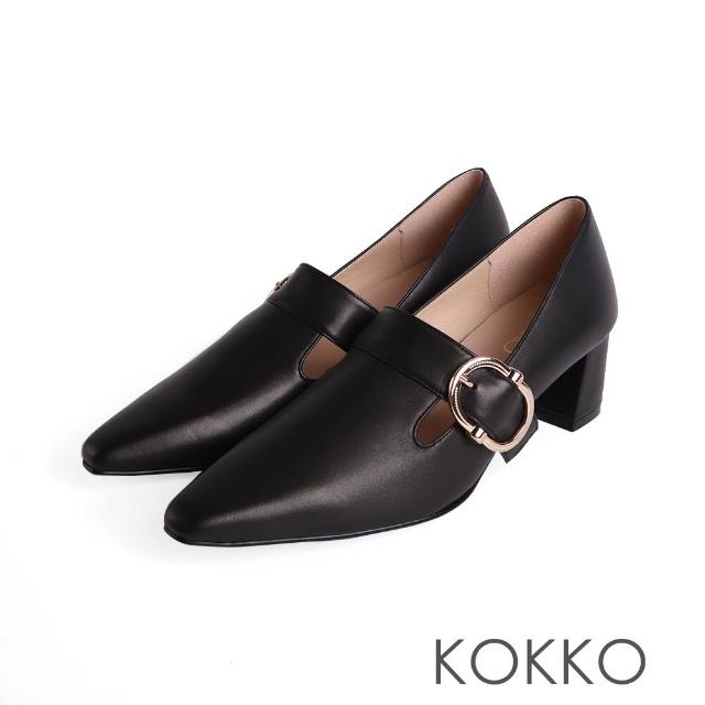 【KOKKO 集團】俐落小方頭跟鞋(低調黑色)