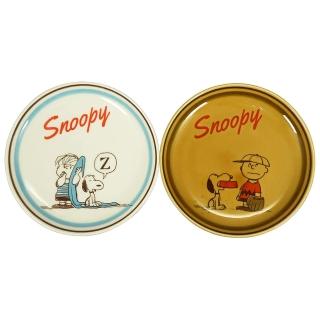 【日本山加yamaka】SNOOPY史努比 復古鑲邊系列 陶瓷餐盤兩件組 14cm 史努比(餐具雜貨)