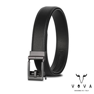 【VOVA】台灣總代理 商務男仕鏤空造型頭自動扣皮帶-黑色(VA015-002-BK)