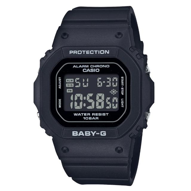 【CASIO 卡西歐】BABY-G  簡約纖薄方形電子腕錶 BGD-565-1