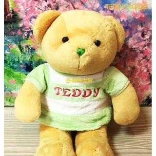 【TEDDY HOUSE泰迪熊】泰迪熊玩具玩偶公仔絨毛娃娃baby條紋泰迪熊大綠棕(正版泰迪熊可許願好運泰迪熊)