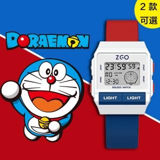 【Doraemon 哆啦A夢】經典卡通 獨特方形 多功能防水電子錶(學生 青少年 兒童手錶 平輸品)