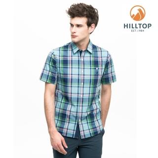 【Hilltop 山頂鳥】男款吸濕快乾抗UV短袖襯衫S06M67深藍格
