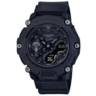 【CASIO 卡西歐】G-SHOCK G-SHOCK 極限冒險碳纖維耐衝擊雙顯橡膠腕錶/黑 GA-2200BB-1ADR