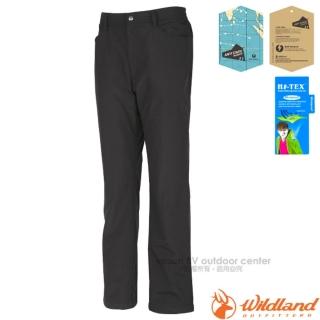 【Wildland 荒野】男 雙層式防風防潑水抗靜電保暖長褲/內層刷毛(W2302 黑)