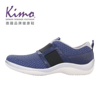 【Kimo】針織牛皮簡易粗帶休閒鞋 女鞋(夜空藍 KBBWF122136)