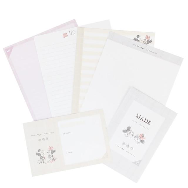 【Kamio】迪士尼 簡約格紋系列 彩色信封信紙組 米奇&米妮(文具雜貨)