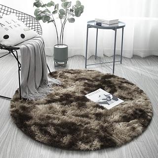 【CITY STAR】北歐紮染漸變圓形地毯吊籃椅客廳地墊(摩卡色120x120)
