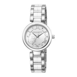 【HELLO KITTY】典雅氣質陶瓷腕錶-白(LK699LWWR-S)