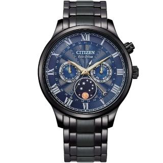 【CITIZEN 星辰】光動能紳士時尚月相錶-42mm/藍x黑 畢業 禮物(AP1055-87L)