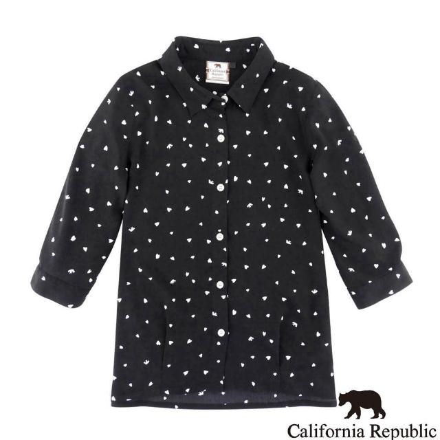 【California Republic】品牌 X 愛心滿版印花七分袖女襯衫