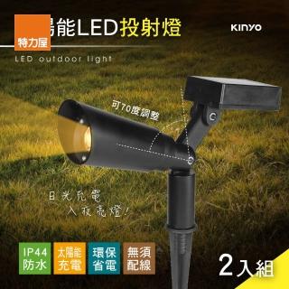 【特力屋】kinyo GL-5130 太陽能LED投射燈 二入組
