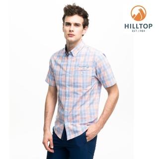 【Hilltop 山頂鳥】男款吸濕快乾抗UV短袖襯衫S06M66橘藍格