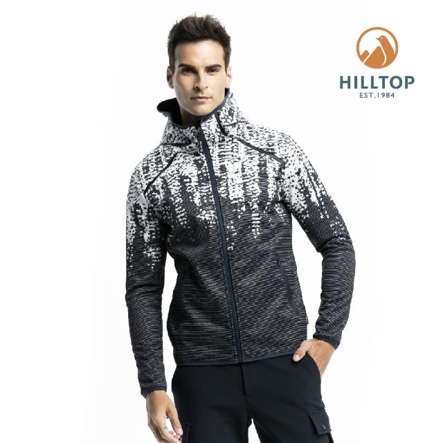 【Hilltop 山頂鳥】男款SOFTSHELL防風透氣保暖印花外套H22MX9黑白印花
