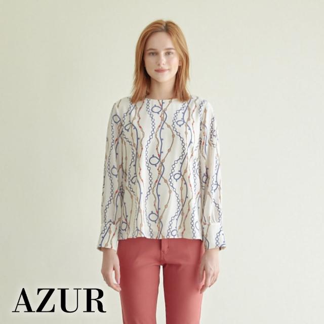 【AZUR】時尚鍊條印花上衣-2色