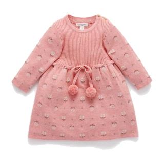 【Purebaby】澳洲有機棉 女童針織洋裝(女童 有機棉 連衣裙)