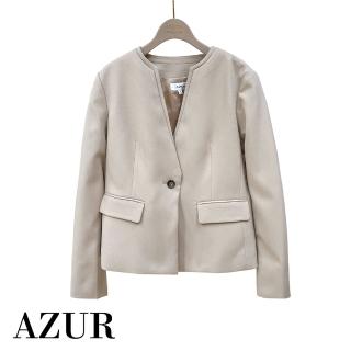 【AZUR】多層次感無領單釦西裝外套