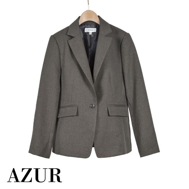 【AZUR】毛呢合身單釦百搭西裝外套