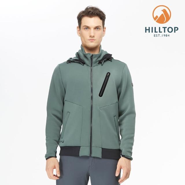 【Hilltop 山頂鳥】男款POLYGIENE抗菌保暖連帽刷毛夾克H24MK3綠