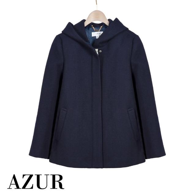【AZUR】合身連帽短版羊毛大衣