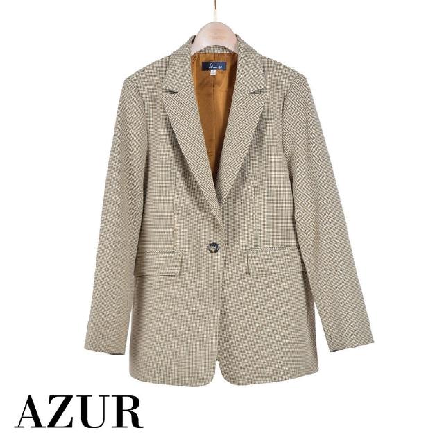 【AZUR】英倫細千鳥紋單釦西裝外套