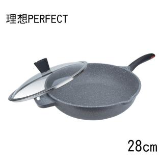 【PERFECT 理想】極緻鑄造不沾單柄平底鍋28cm附透明鍋蓋 台灣製(IKH-22028)