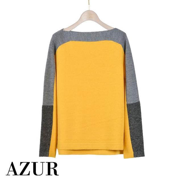 【AZUR】撞色拼接感混羊毛針織上衣