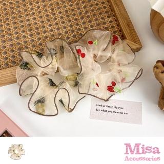 【MISA】櫻桃髮圈 鳳梨髮圈 刺繡髮圈/可愛櫻桃鳳梨刺繡造型網紗大腸圈 髮圈(2款任選)