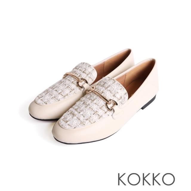 【KOKKO 集團】優雅柔軟小香風兩穿後踩樂福鞋(白色)