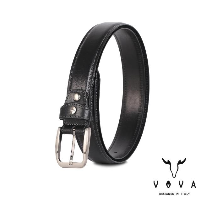 【VOVA】台灣總代理 品味紳士復古休閒皮帶-黑色(VA007-001-BK)