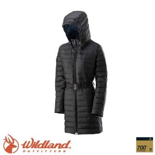 【Wildland 荒野】女 輕四層 700FP中長羽絨衣 《黑色》羽絨衣/22101(悠遊山水)