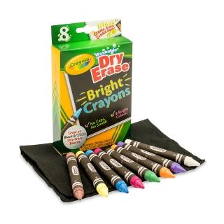 【crayola 繪兒樂】可水洗大蠟筆8色_bright_黑板可用(附削筆器/擦布)
