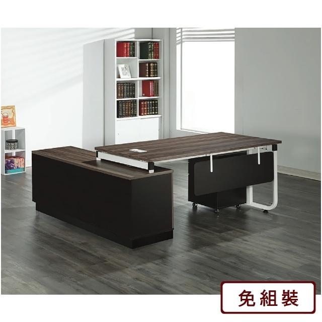 【AS雅司設計】AS-克利夫L型6尺胡桃色多收納辦公桌-不含活動櫃-179x160.5cm