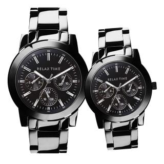 【Relax Time】日曆情侶手錶 對錶-黑 畢業禮物(R0800-16-09X+R0800-16-09)