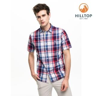 【Hilltop 山頂鳥】男款吸濕快乾抗UV短袖襯衫S06M67紅紫格