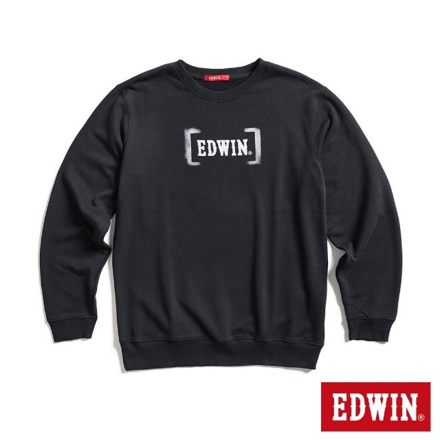 【EDWIN】男裝 人氣復刻款 噴漆LOGO厚長袖T恤(黑色)
